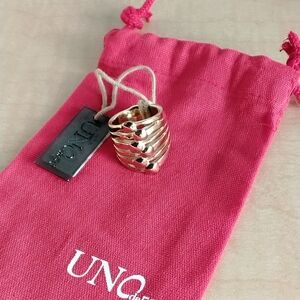 New With Tags UNO de 50 Silver Multi-Band Ring